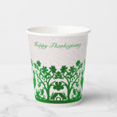 Groene Thanksgiving Turkije Bloemenpapier Cups Papieren Bekers (Links)