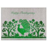 Groene Thanksgiving Turkije Bloemensnijplank Snijplank (Voorkant)