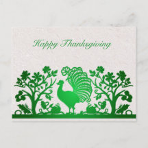 Groene Thanksgiving Turkije Floral Briefkaart