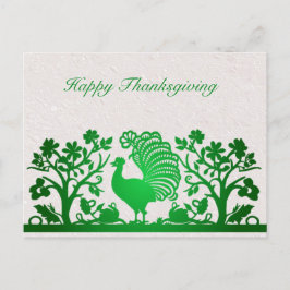 Groene Thanksgiving Turkije Floral Briefkaart