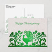 Groene Thanksgiving Turkije Floral Briefkaart (Voorkant / Achterkant)