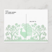 Groene Thanksgiving Turkije Floral Briefkaart (Achterkant)