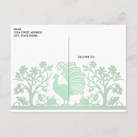 Groene Thanksgiving Turkije Floral Briefkaart (Achterkant)