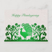 Groene Thanksgiving Turkije Floral Briefkaart (Voorkant)