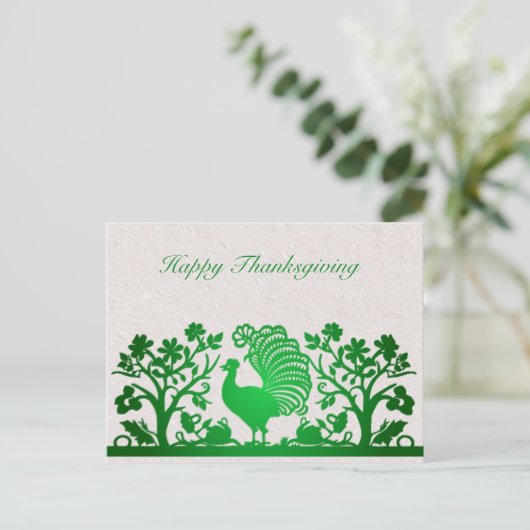 Groene Thanksgiving Turkije Floral Briefkaart (Staand voorkant)