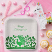 Groene Thanksgiving Turkije Floral Paper Bord (Feest)