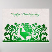 Groene Thanksgiving Turkije Floral Poster (Voorkant)