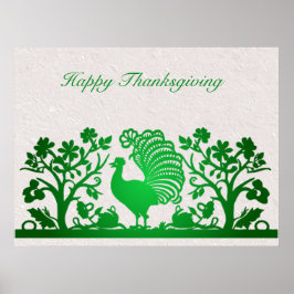 Groene Thanksgiving Turkije Floral Poster