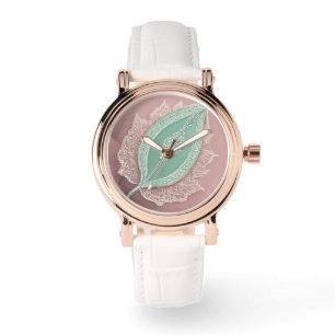 Groene Thee Blad AI-kunst  Horloge