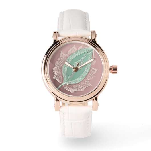 Groene Thee Blad AI-kunst  Horloge (Voorkant)