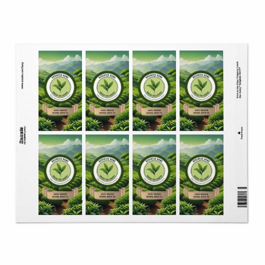 Groene thee label Sjablonen (Full Sheet)