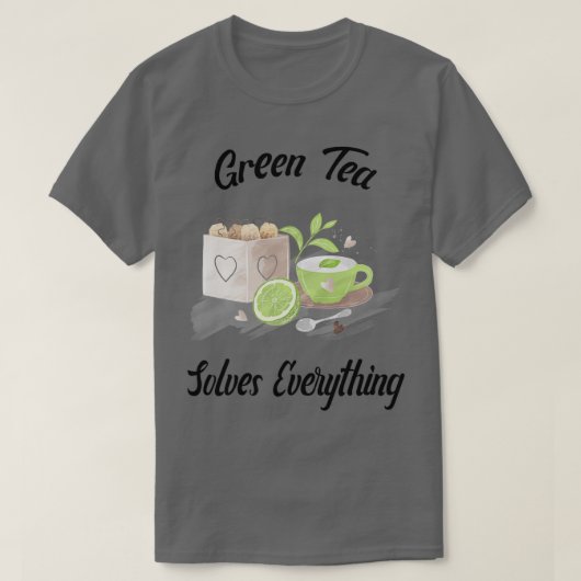 Groene thee lost alles op Teapot Tea cup Teabag T-shirt (Design voorkant)