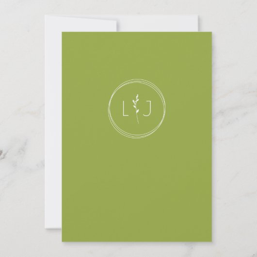 Groene thee · Modern minimalistisch script bruilof Kaart (Achterkant)