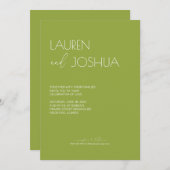 Groene thee · Modern minimalistisch script bruilof Kaart (Voorkant / Achterkant)