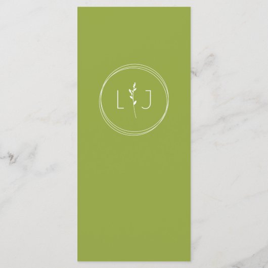 Groene thee · Modern minimalistisch script bruilof Menu (Achterkant)