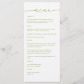Groene thee · Modern minimalistisch script bruilof Menu (Voorkant)