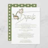 Groene thee party bruiloft details informatiekaartje (Voorkant / Achterkant)