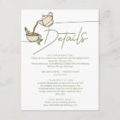 Groene thee party bruiloft details informatiekaartje (Voorkant)