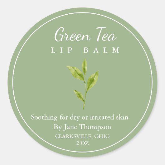 Groene thee Salve / balsem Label (Voorkant)