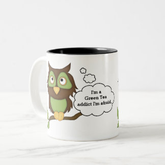 Groene Thee Verslaafde-Groene Uil Tweekleurige Koffiemok