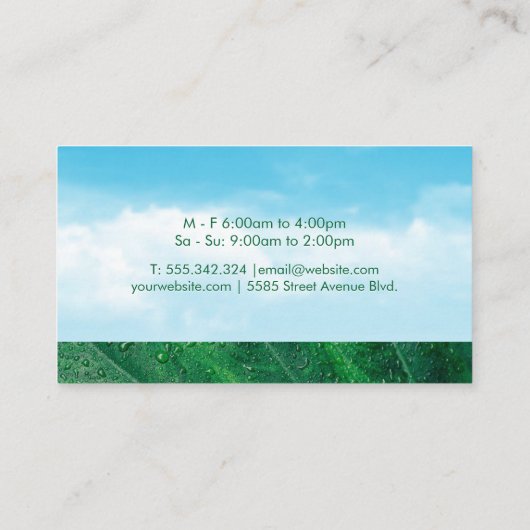 Groene Thee | Wolken en Blad Visitekaartje (Achterkant)