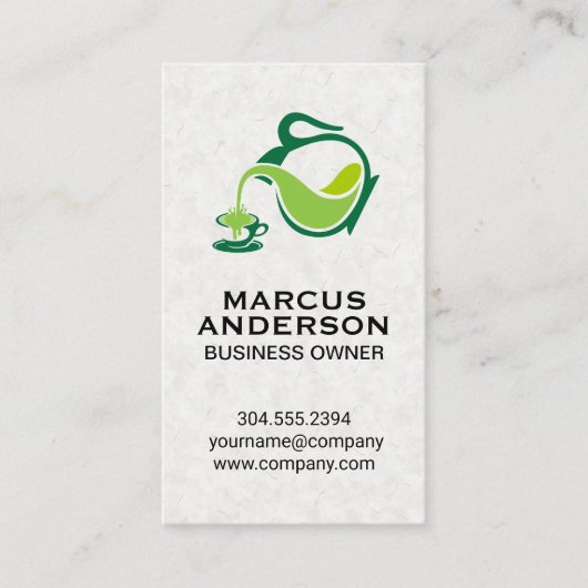 groene theepot | Japanse papierstructuur Visitekaartje (Voorkant)