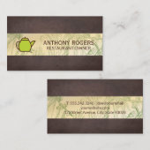 Groene Theepot | Kruidenplanten | Bruine Textuur Klantenkaartje (Voorkant / Achterkant)