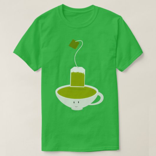 Groene theezak en theezak t-shirt (Design voorkant)