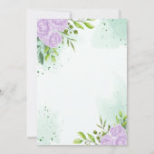 groene thema ' s en paarse trouwuitnodigingen kaart (Achterkant)