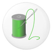 Groene thread met Naaldnaaiderdecor Keramische Knop (Voorkant)