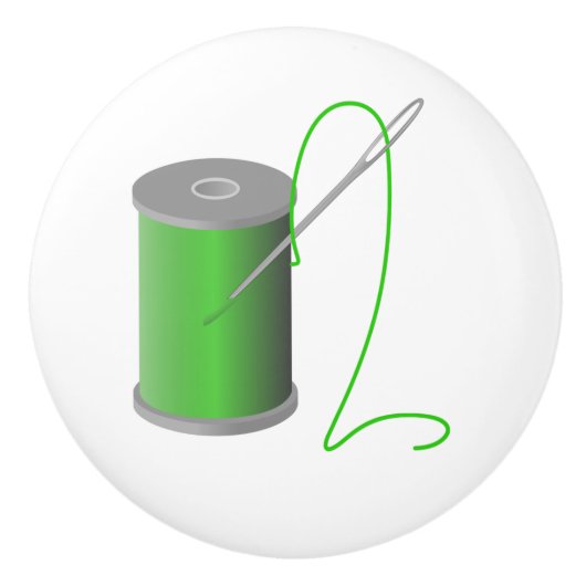 Groene thread met Naaldnaaiderdecor Keramische Knop (Voorkant)