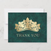 Groene Tiara kroon Elegante Quinceanera Bedankkaart (Voorkant)