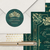 Groene Tiara kroon Elegante Quinceanera Ronde Sticker