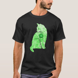 Groene Tie Dye Kat Shamrocks St. Patricks Dag Gelu T-shirt