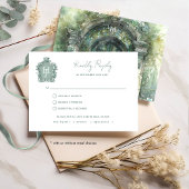 Groene tijdloze bruiloft met / zonder maaltijd RSV RSVP Kaartje