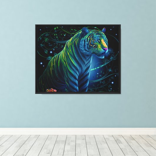 groene tijger canvas afdruk (Insitu (Houten vloer))