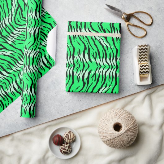 Groene Tijger Dier Huid Patroon Ontwerp Cadeaupapier (Crafts)