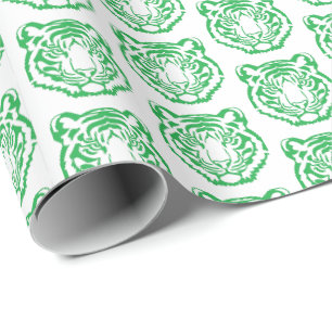 Groene Tijger Mascotte Motief School Afstuderen Cadeaupapier