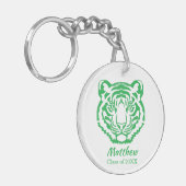 Groene Tijger Mascotte Motif School Afstuderen Gif Sleutelhanger (Voorkant Links)