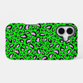 Groene tijger met roze iPhone 16 hoesje (Achterkant horizontaal)