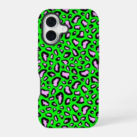 Groene tijger met roze iPhone 16 hoesje (Achterkant)