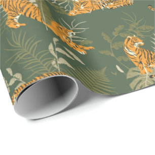 Groene Tijger Oerwoud Safari Wrapping Paper Roll Cadeaupapier