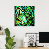 Groene tijgerkop - Big Cat Tiger Poster Square (Thuiskantoor)