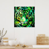 Groene tijgerkop - Big Cat Tiger Poster Square (Keuken)