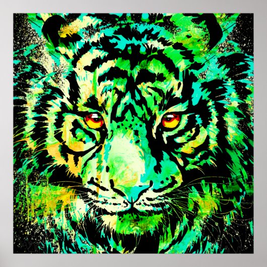 Groene tijgerkop - Big Cat Tiger Poster Square (Voorkant)