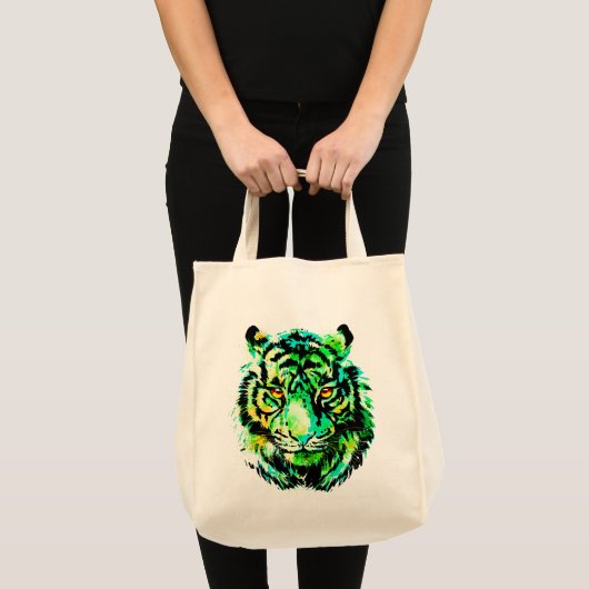 Groene tijgerkop - Tijger Canvas tas (Voorkant (product))