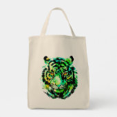 Groene tijgerkop - Tijger Canvas tas (Achterkant)