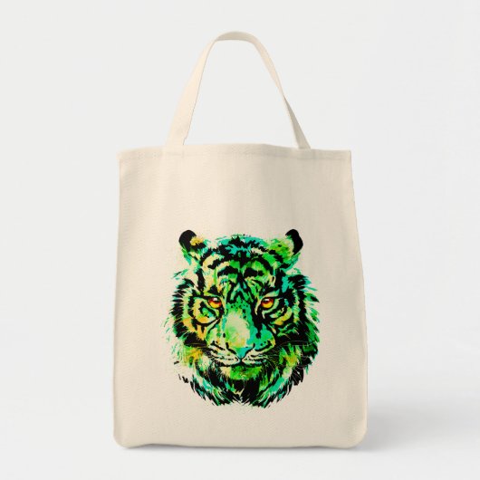 Groene tijgerkop - Tijger Canvas tas (Voorkant)