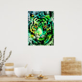 Groene tijgerkoptekening - grotere Poster afdrukke (Keuken)