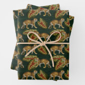 Groene tijgers en bladeren inpakpapier vel (In situ)